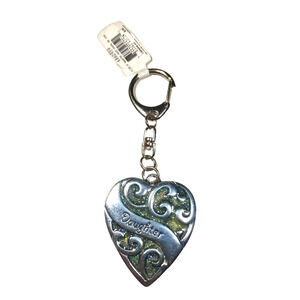 Daughter Heart Keychain Glitter Shine Scroll Work